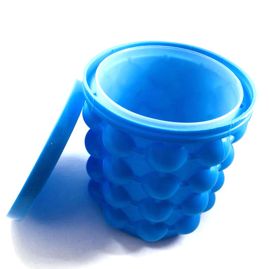 Blue silicone ice bucket ice maker.