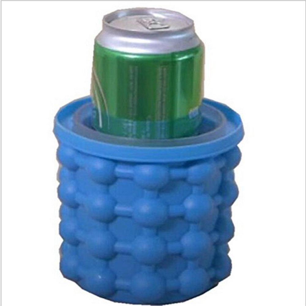 Blue silicone ice bucket ice maker.