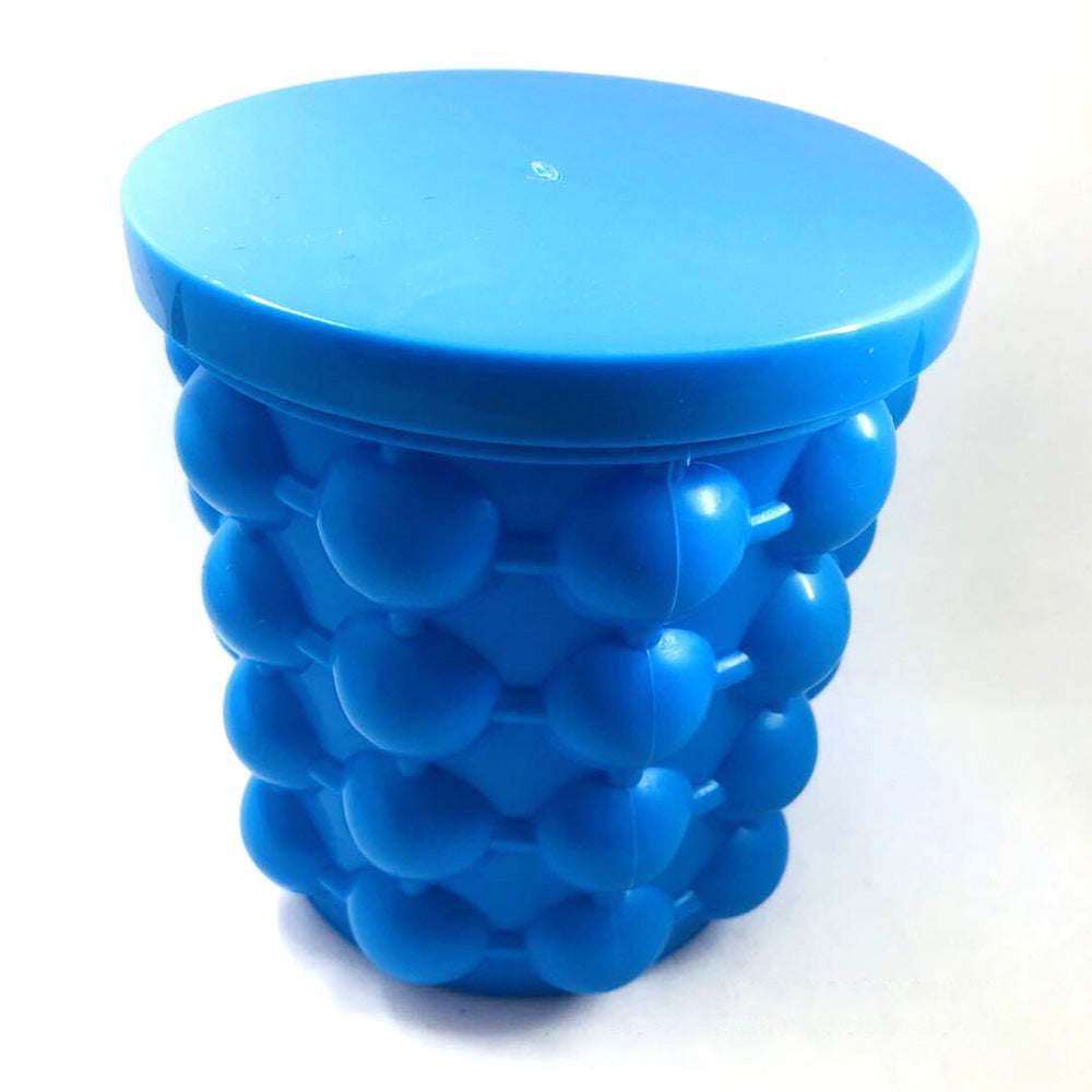 Blue silicone ice bucket ice maker.